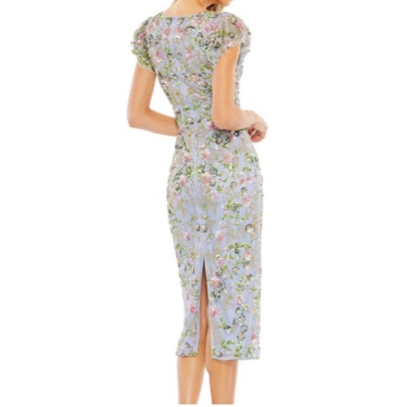 Mac Duggar - size 8 Floral Embellished flutter sleeve dress - Picture 2 of 7